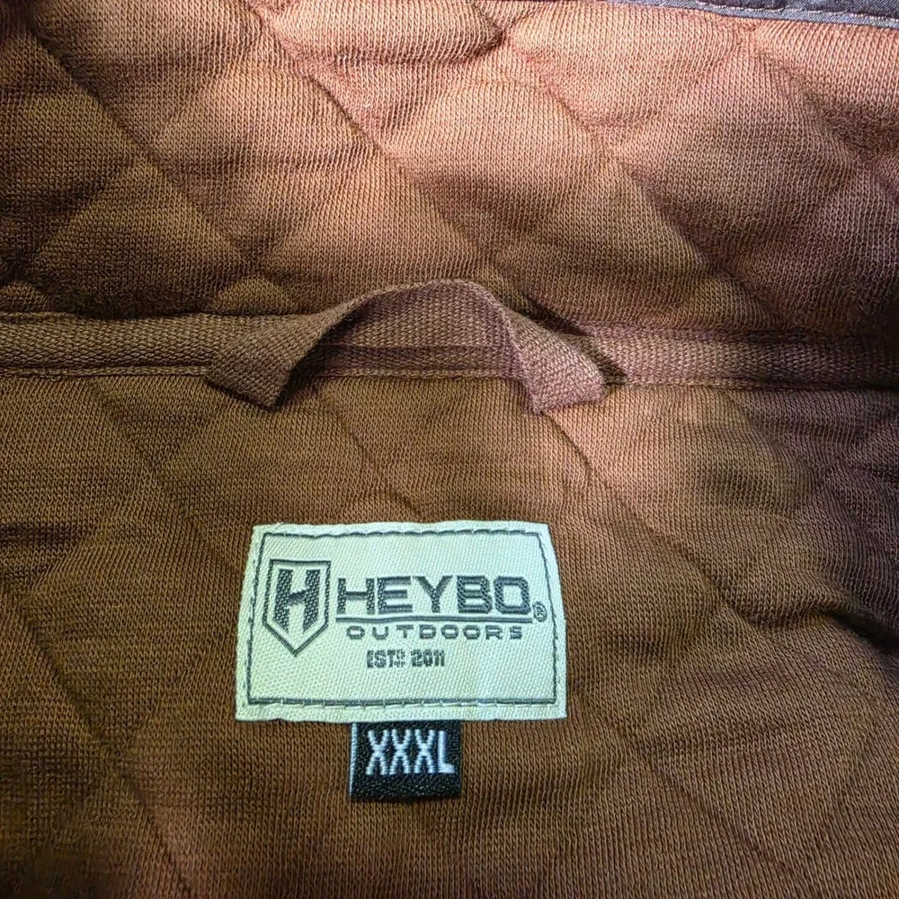 Heybo Outdoors Quilted Pullover Mens XXXL Brown Diamond Stitch Snap Mock Neck